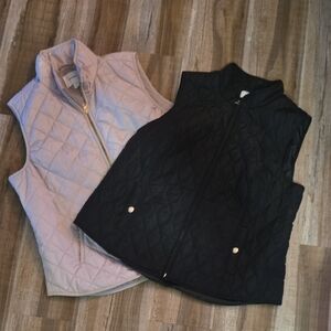Croft & Barrow And Old Navy Quilted Vest Duo in Black and Light Pink